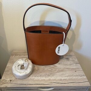 NWT STAUD Bissett Brown Leather Bucket Bag